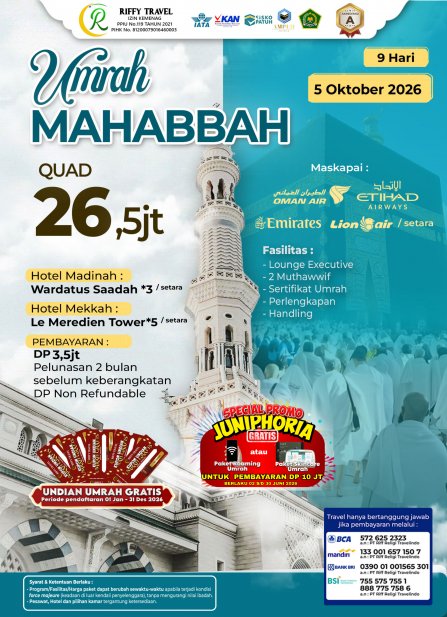 Paket Umrah Mahabbah (9 Hari)